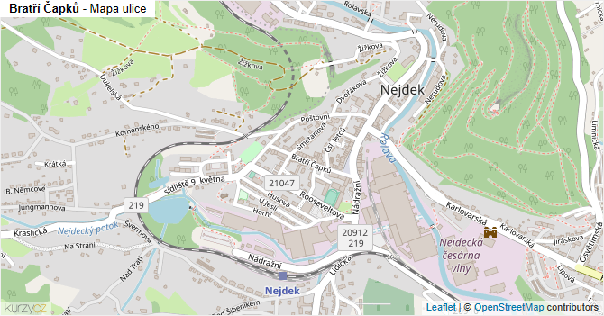 Bratří Čapků - mapa ulice