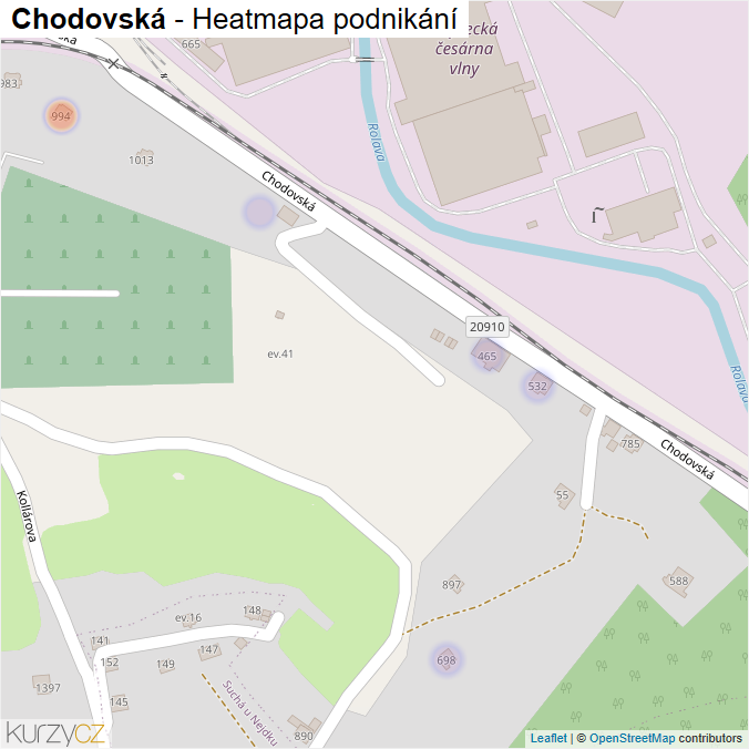 Mapa Chodovská - Firmy v ulici.