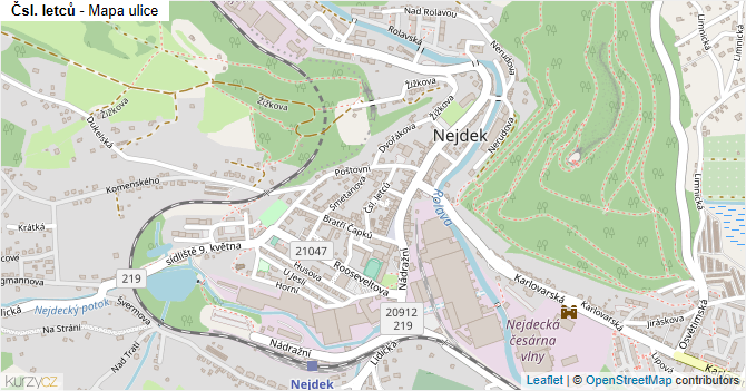 Čsl. letců - mapa ulice