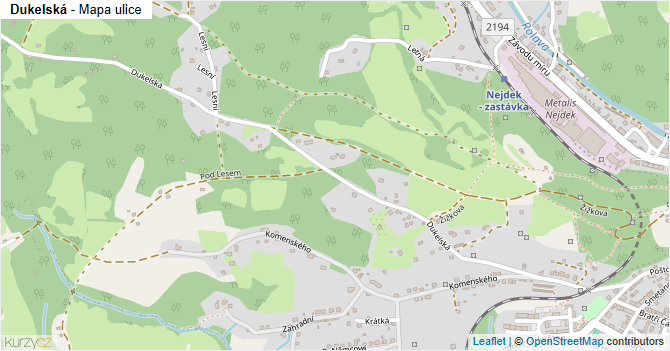 Dukelská - mapa ulice