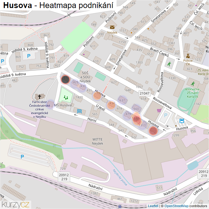 Mapa Husova - Firmy v ulici.