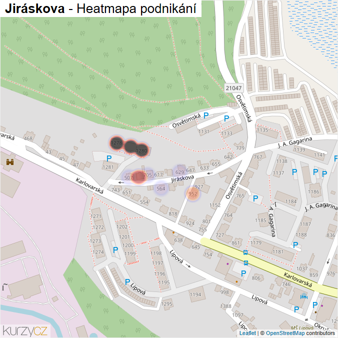 Mapa Jiráskova - Firmy v ulici.