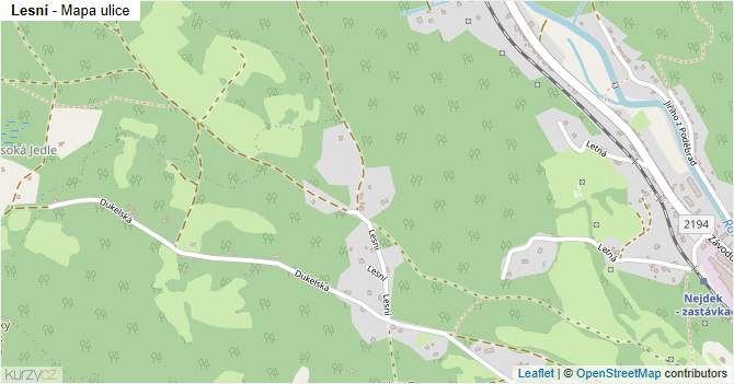 Lesní - mapa ulice