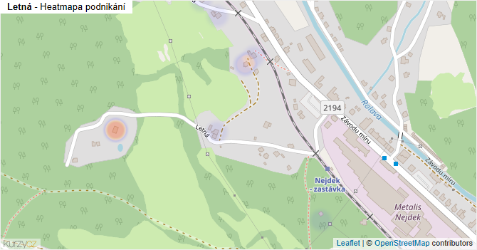 Letná - mapa podnikání