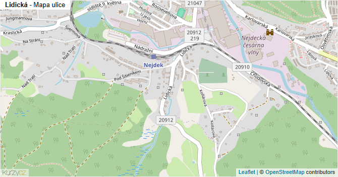 Lidická - mapa ulice