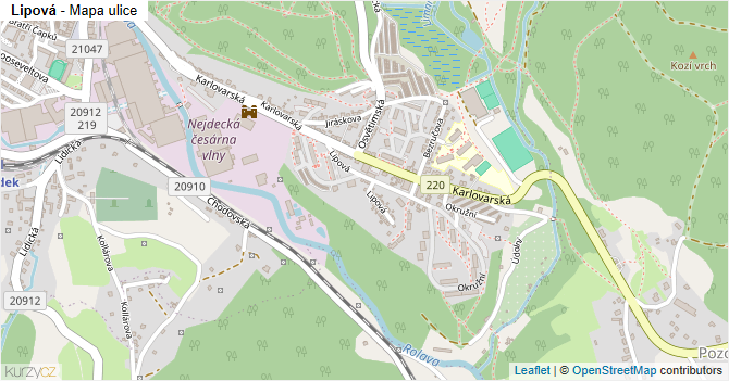 Lipová - mapa ulice
