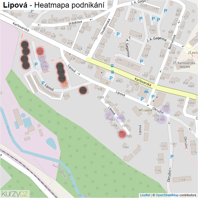 Mapa Lipová - Firmy v ulici.