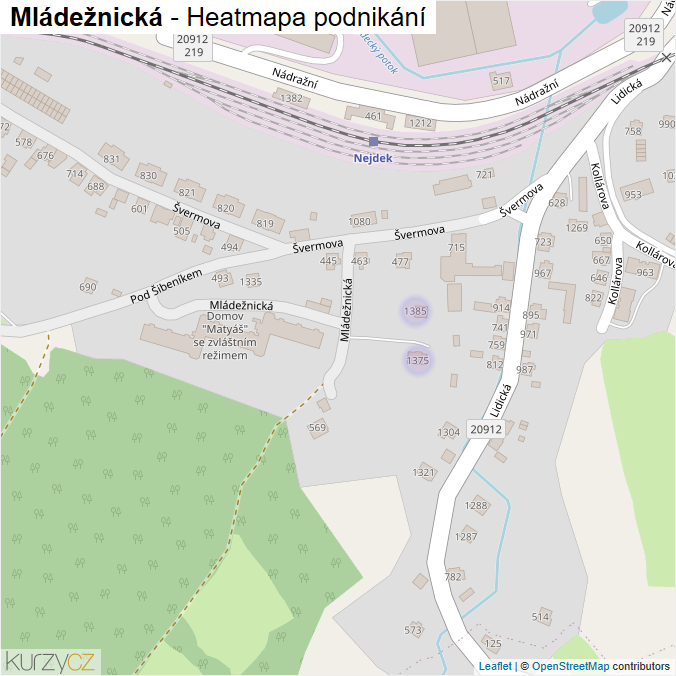 Mapa Mládežnická - Firmy v ulici.