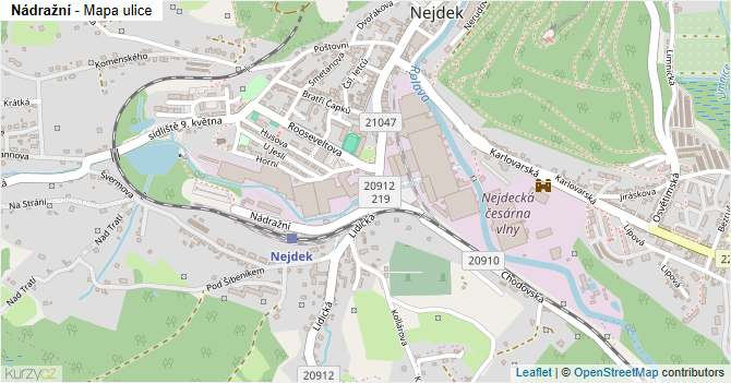 Nádražní - mapa ulice