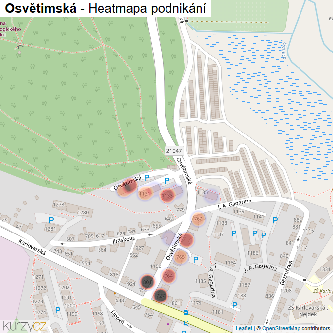 Mapa Osvětimská - Firmy v ulici.