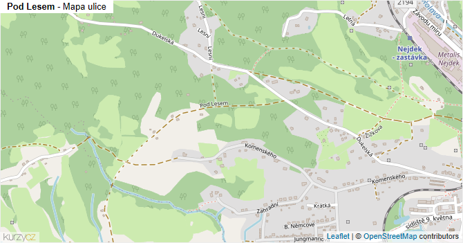Pod Lesem - mapa ulice