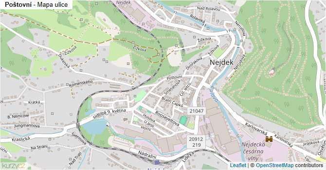 Poštovní - mapa ulice