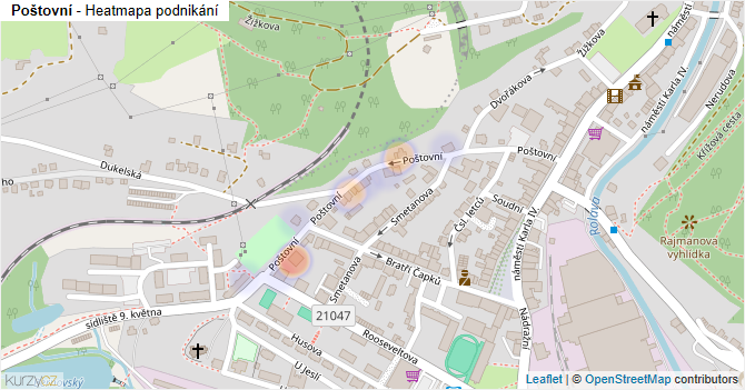 Poštovní - mapa podnikání