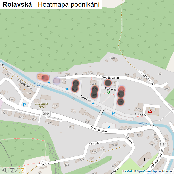 Mapa Rolavská - Firmy v ulici.