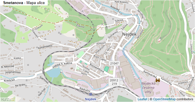 Smetanova - mapa ulice