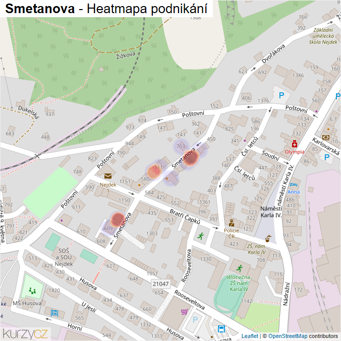 Mapa Smetanova - Firmy v ulici.