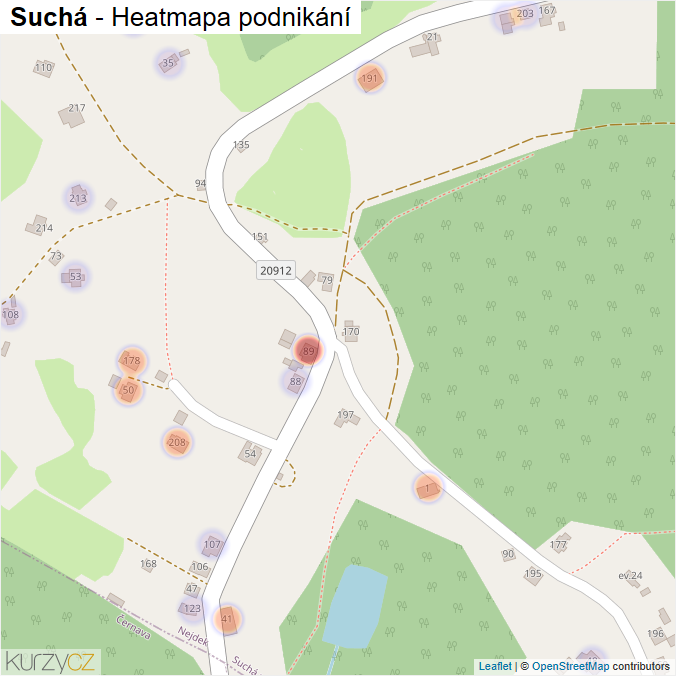 Mapa Suchá - Firmy v části obce.