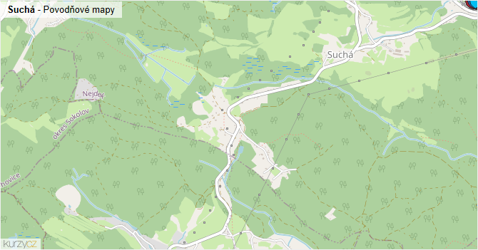 Suchá - záplavové mapy stoleté vody