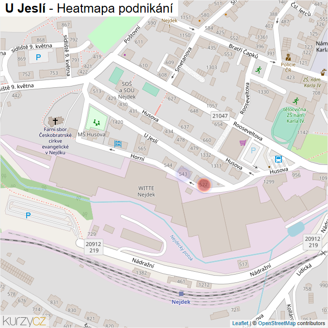 Mapa U Jeslí - Firmy v ulici.
