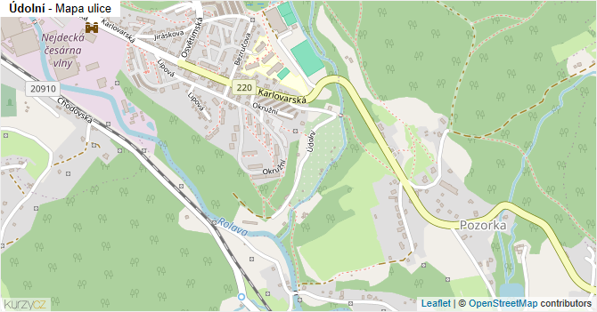 Údolní - mapa ulice