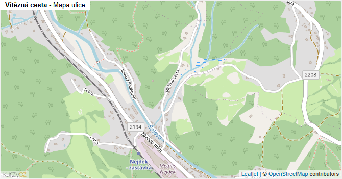 Vítězná cesta - mapa ulice