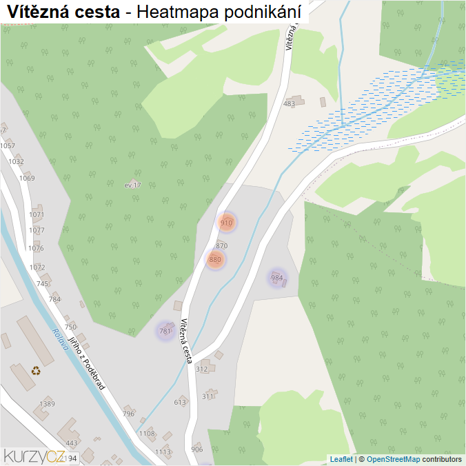 Mapa Vítězná cesta - Firmy v ulici.