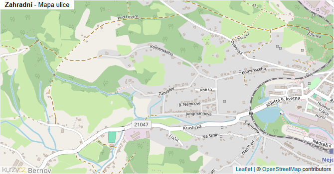 Zahradní - mapa ulice