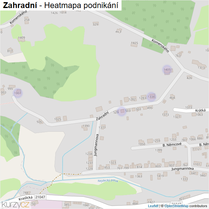 Mapa Zahradní - Firmy v ulici.