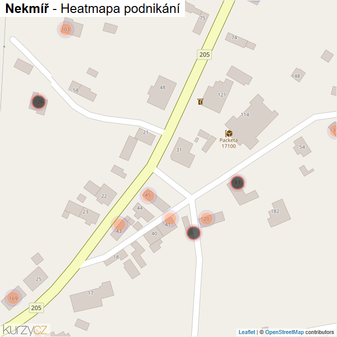 Mapa Nekmíř - Firmy v obci.