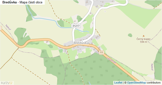 Bredůvka - mapa části obce