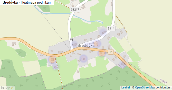 Bredůvka - mapa podnikání