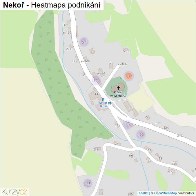 Mapa Nekoř - Firmy v části obce.