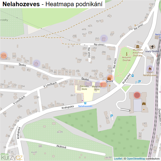 Mapa Nelahozeves - Firmy v obci.