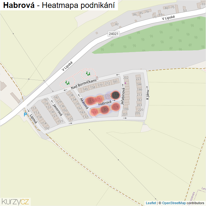 Mapa Habrová - Firmy v ulici.