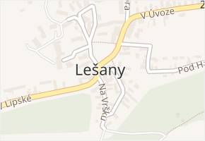 Lešany v obci Nelahozeves - mapa části obce