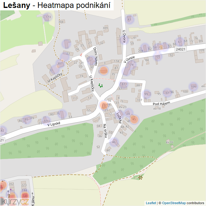 Mapa Lešany - Firmy v části obce.