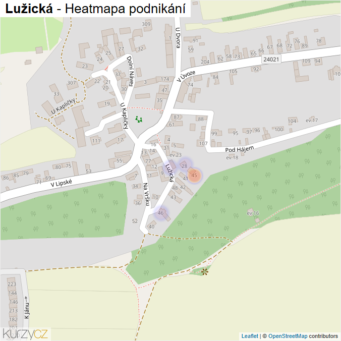 Mapa Lužická - Firmy v ulici.