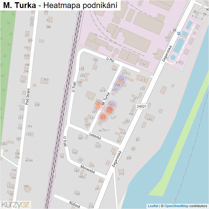 Mapa M. Turka - Firmy v ulici.