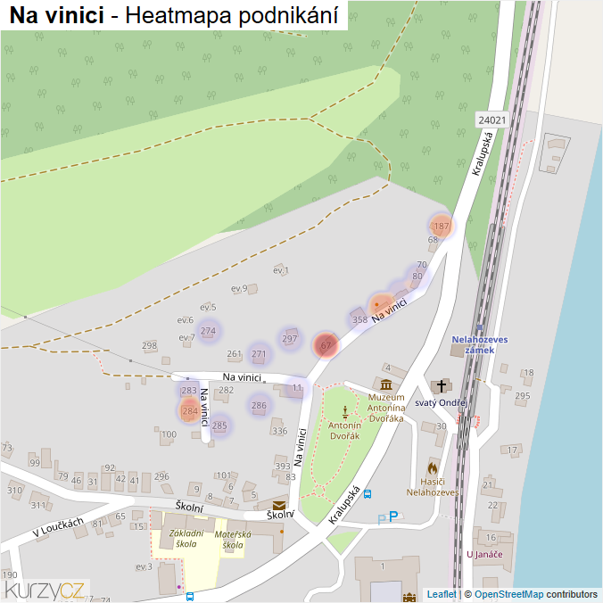 Mapa Na vinici - Firmy v ulici.