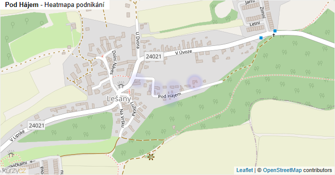 Pod Hájem - mapa podnikání