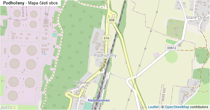 Podhořany - mapa části obce