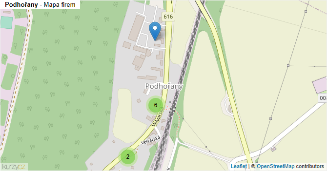 Podhořany - mapa firem