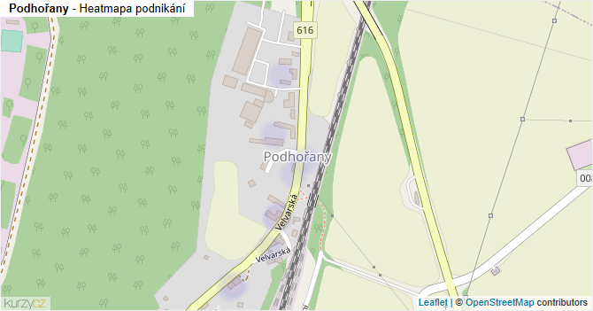 Podhořany - mapa podnikání