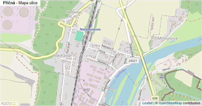 Příčná - mapa ulice