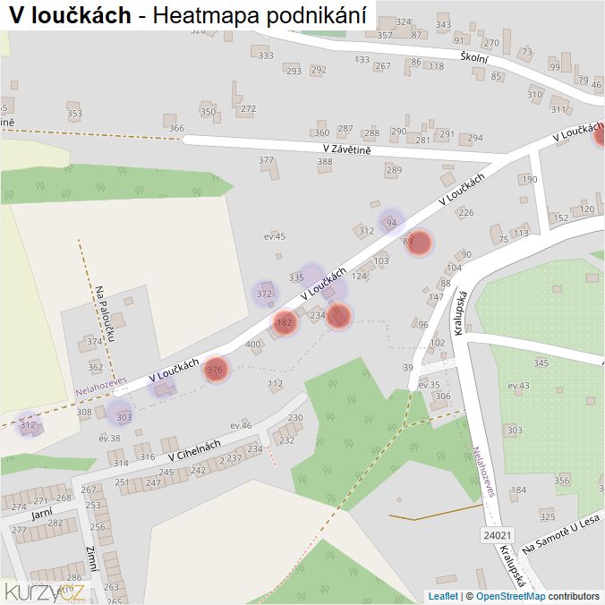 Mapa V loučkách - Firmy v ulici.