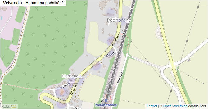 Velvarská - mapa podnikání