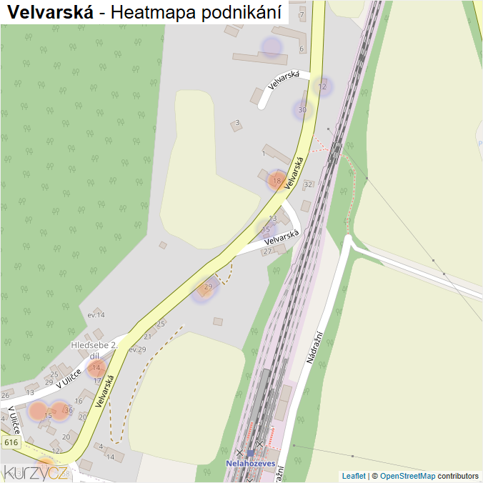 Mapa Velvarská - Firmy v ulici.