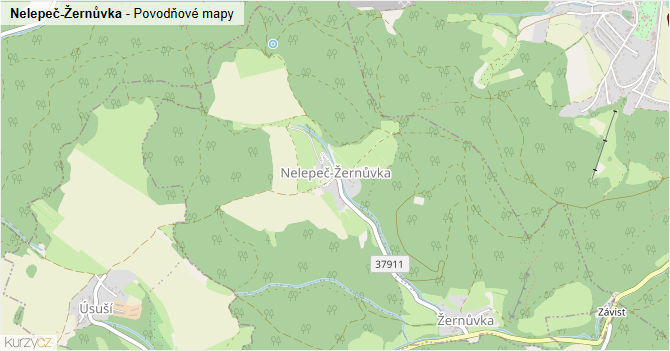 Nelepeč-Žernůvka - záplavové mapy stoleté vody