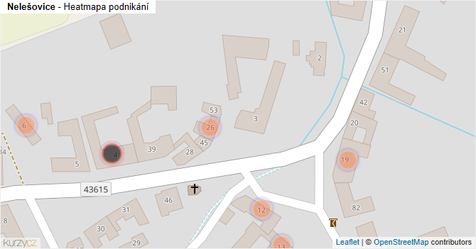 Nelešovice - mapa podnikání