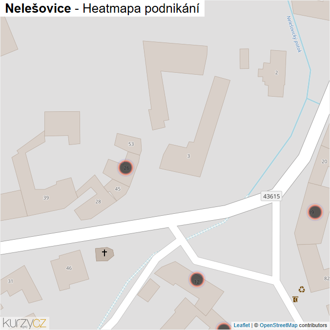 Mapa Nelešovice - Firmy v obci.